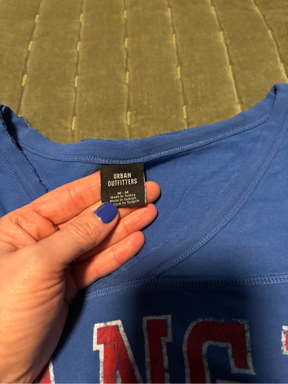 Urban Outfitters Blue Tee with Red White Lettering